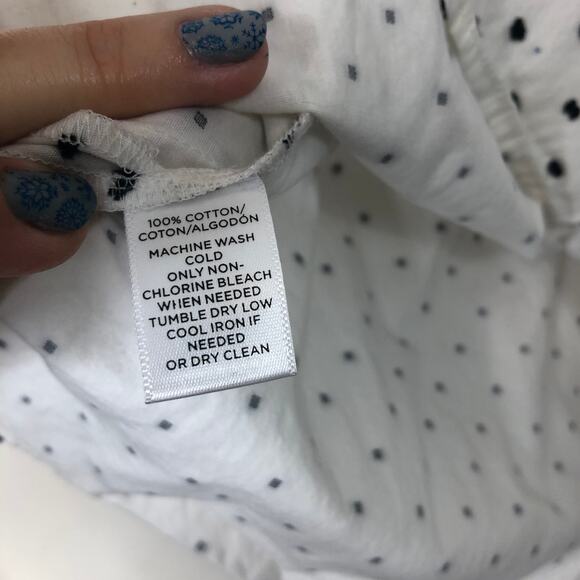 LOFT Top Cold Off the Shoulder Embroidered Clip Dot Color Block Flounce Shirt SP - Picture 7 of 8